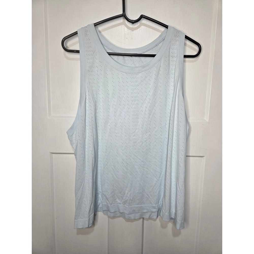 All in Motion Light Blue Pointelle Mesh Racerback Active Tank Top Sleeveless